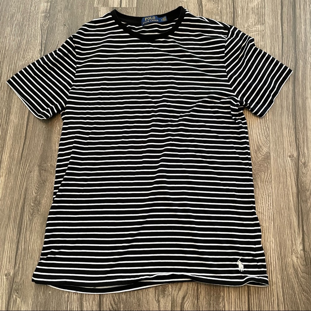 POLO Ralph Lauren Black White Striped Crewneck T-Shirt